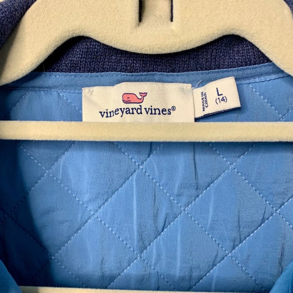 VINEYARD VINES Full Zip Fleece Jacket Girls 14 L Girl Blue Quilted Winter Large - Picture 10 of 10
